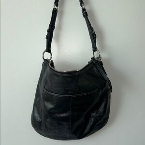Vintage Coach Black Leather Hobo Bag